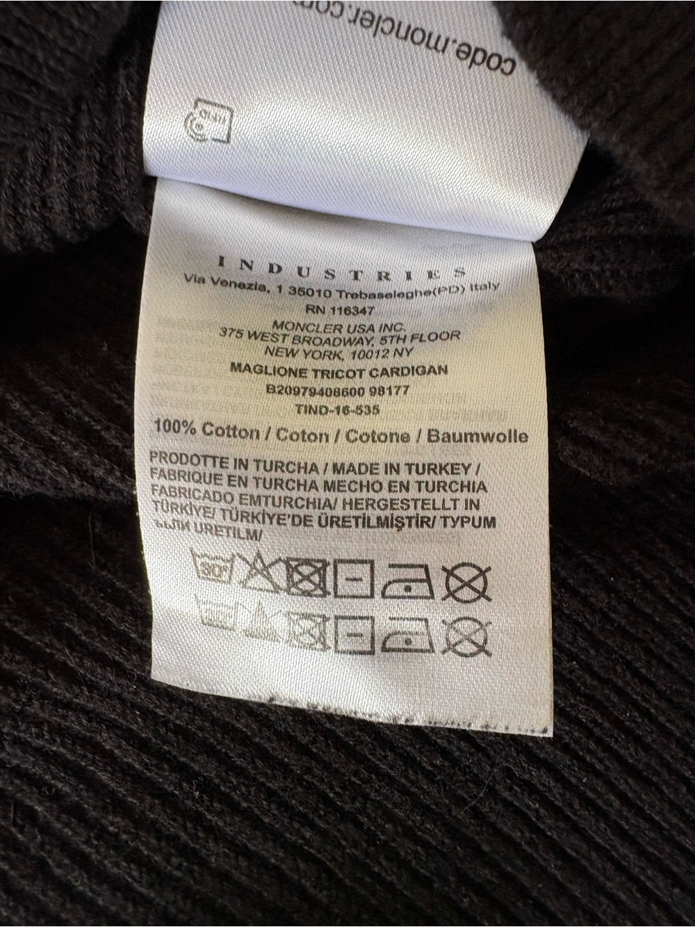 MONCLER Maglione Tricot Girocollo Stripe Logo Cardigan Pullover Sweater Black - Picture 8 of 10